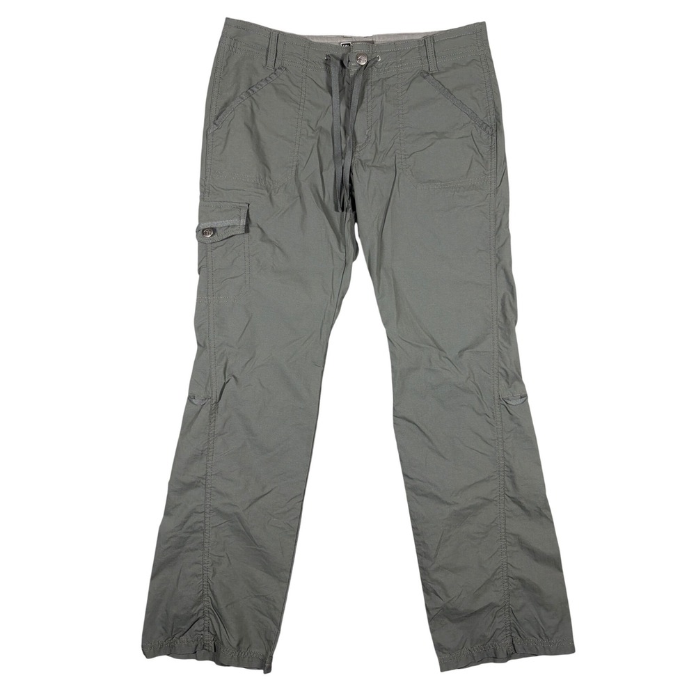 REI Co-op Womens 8 Cargo Hiking Pants Olive Green Nylon Stretch Straight Leg 173
